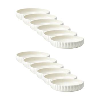 12PK Ecology Ritual Rippled Porcelain Dinner Bowl Frost Off White 22cm