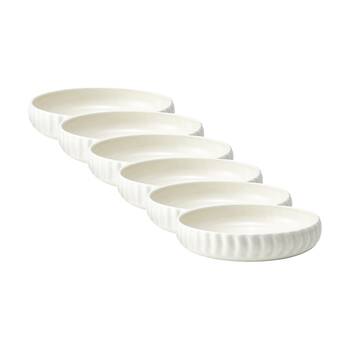 6PK Ecology Ritual Rippled Porcelain Dinner Bowl Frost Off White 22cm