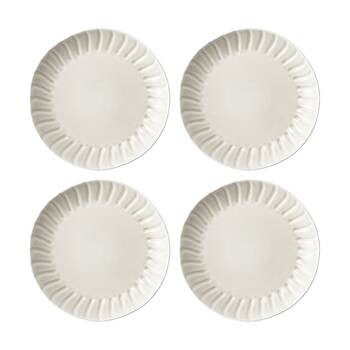 4PK Ecology Ritual Rippled Porcelain Dinner Plate Frost Off White 26.5cm