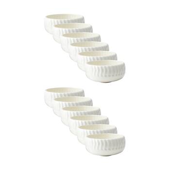 12PK Ecology Ritual Rippled Porcelain Hug Bowl Frost Off White 16.5cm