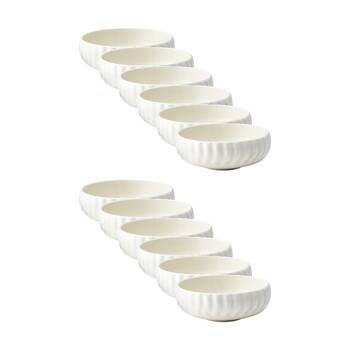 12PK Ecology Ritual Rippled Porcelain Noodle Bowl Frost Off White 15cm