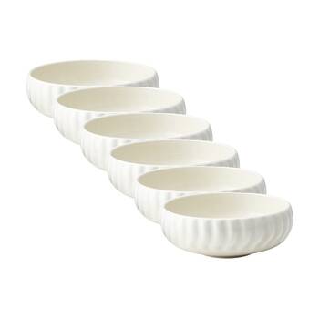 6PK Ecology Ritual Rippled Porcelain Noodle Bowl Frost Off White 15cm