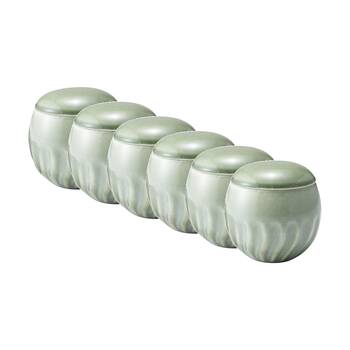 6PK Ecology Ritual Rippled Porcelain Medium Pot Willow Green 10x10.5cm