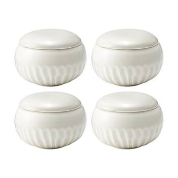 4PK Ecology Ritual Rippled Porcelain Small Lid Pot Frost Off White 7x9.5cm