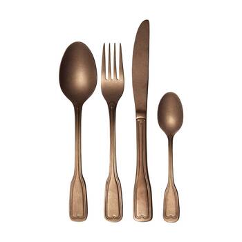 16pc Ecology Anais Vintage Cutlery Set Fork Knives & Spoons Brushed Matte Copper
