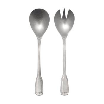 2pc Ecology Anais Vintage Salad Servers Cutler Brushed Matte Silver