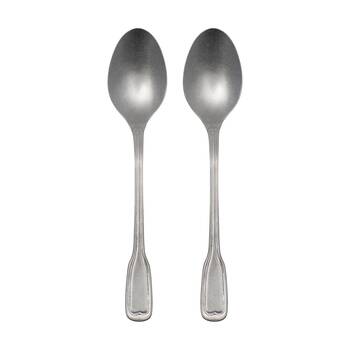 2pc Ecology Anais Vintage Serving Spoon Cutlery Set Brushed Matte Silver