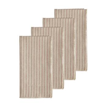 4pc Ecology Tonka 100% Cotton Napkin Beige and Red Sienna Stripe 45x45cm