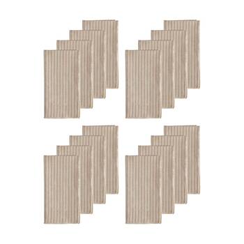 4x 4pc Ecology Tonka 100% Cotton Napkin Beige and Red Sienna Stripe 45x45cm