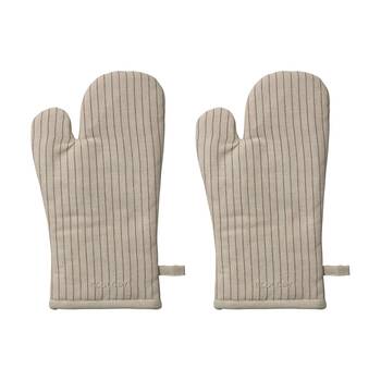 2PK Ecology Tonka 100% Cotton Oven Glove/Mit Biege & Red Sienna Stripe 32x17cm