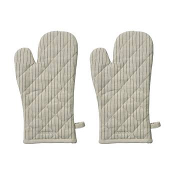 2PK Ecology Tonka 100% Cotton Oven Glove/Mit Biege & Stone Sienna Stripe 32x17cm
