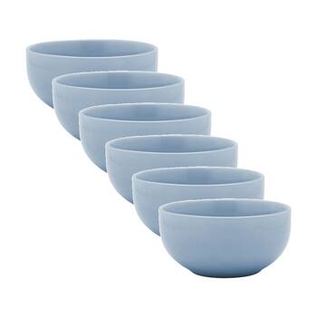 6PK Ecology Element Kitchenware Noodle Bowl Sky Light Blue Stoneware 14cm