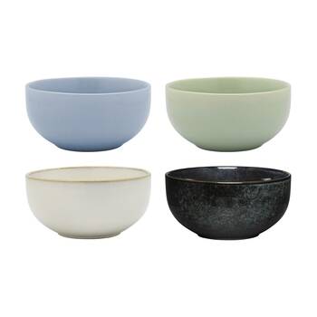 4pc Ecology Element Stoneware Noodle Bowl Set Green Blues & White 14cm