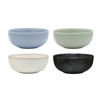 4pc Ecology Element Stoneware Laska Bowl Set Green Blues & White 20cm