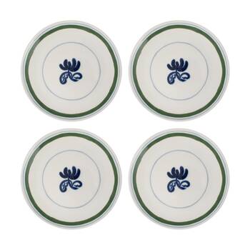 4PK Ecology Laurus Stoneware Dinner Plate Blue Green Fern Motif 27cm