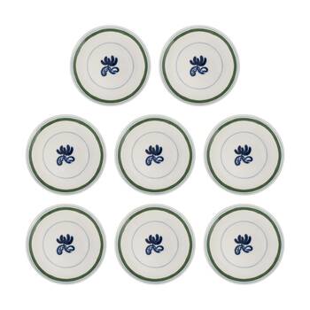 8PK Ecology Laurus Stoneware Dinner Plate Blue Green Fern Motif 27cm
