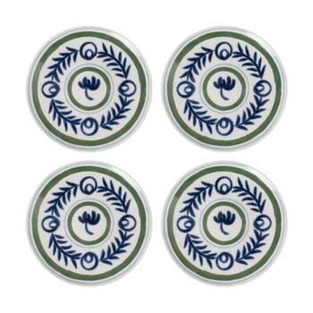 4PK Ecology Laurus Stoneware Side Plate Blue Green Fern Pattern 21cm