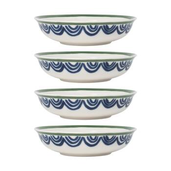 4PK Ecology Laurus Stoneware Bowl Serveware Blue Green Fern Motif 15cm