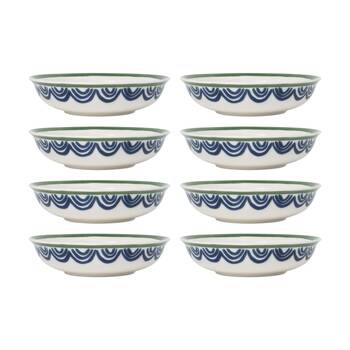 8PK Ecology Laurus Stoneware Bowl Serveware Blue Green Fern Motif 15cm