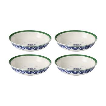 4PK Ecology Laurus Stoneware Dinner Bowl Blue Green Fern Motif Design 22cm