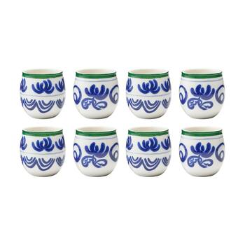 4x 2pc Ecology Laurus Stoneware Cuddle Mug Set 400ml Blue Green Fern Design