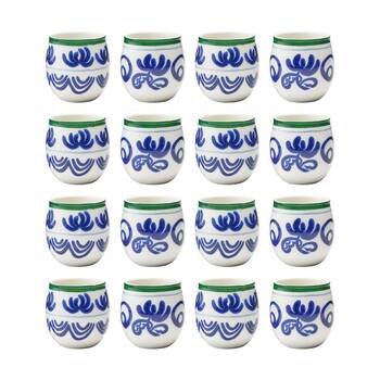 8x 2pc Ecology Laurus Stoneware Cuddle Mug Set 400ml Blue Green Fern Design