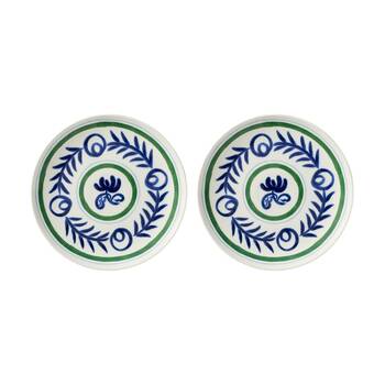 2PK Ecology Laurus Round Platter 35cm Stoneware Blue Green Fern Pattern
