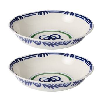 2PK Ecology Laurus Stoneware Shallow Serving Bowl Blue Green Fern Motif 34x8cm