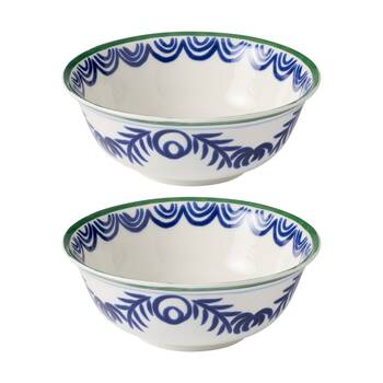 2PK Ecology Laurus Stoneware Deep Serving Bowl Blue Green Fern 24x11cm