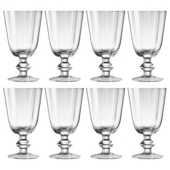 2x 4pc Ecology Ellery Glass Goblet Set Fluted Stemmed Drinkware 300ml