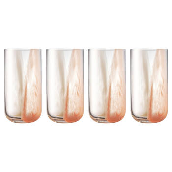 4pc Ecology Kaia Glass Hi Ball Tumbler Set Drinkware Petal 450ml