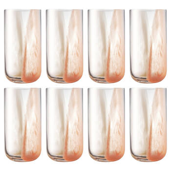 2x 4pc Ecology Kaia Glass Hi Ball Tumbler Set Drinkware Petal 450ml