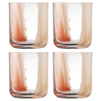 4pc Ecology Kaia Glass Tumbler Set Contemporary Drinkware Petal 350ml