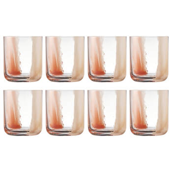 2x 4pc Ecology Kaia Glass Tumbler Set Contemporary Drinkware Petal 350ml