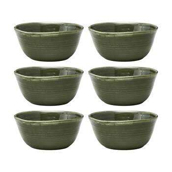 6PK Ecology Ottawa Stoneware Noodle Bowl 15.5cm Moss Green Rustic Dinnerware