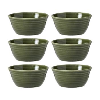 6PK Ecology Ottawa Stoneware Rice Bowl 13.5cm Moss Green Rustic Dinnerware