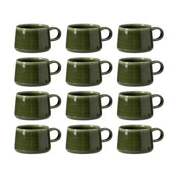 12PK Ecology Ottawa Stoneware Mug Moss Green Rustic Drink Cup 365ml