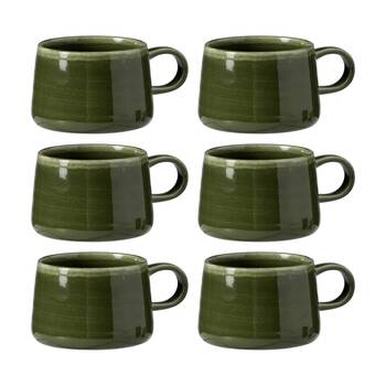 6PK Ecology Ottawa Stoneware Mug Moss Green Rustic Drink Cup 365ml