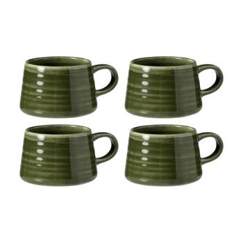 4PK Ecology Ottawa Stoneware Macchiato Cup Rustic Mug Moss Green 85ml