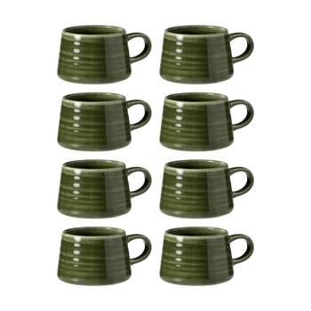 8PK Ecology Ottawa Stoneware Macchiato Cup Rustic Mug Moss Green 85ml