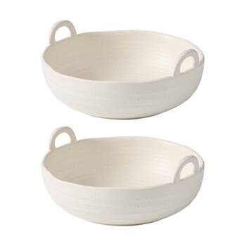 2PK Ecology Ottawa Stoneware Serving Bowl Dish With Handles Calico 19.5x8cm