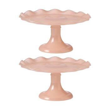 2PK Ecology Ruffle Glass Cake Stand High Gloss Serveware Petal 26x12.5cm