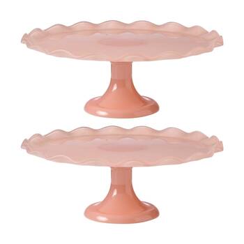 2PK Ecology Ruffle Glass Cake Stand High Gloss Serveware Petal 20x12.5cm