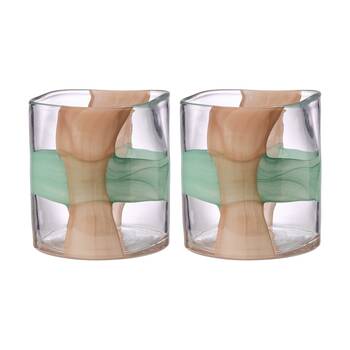2PK Ecology Mesa Glass Vase/Candle Holder Home Decor Celadon/Petal 20cm