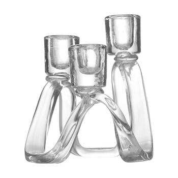 Ecology Lume 3 Tiered Tapered Glass Candle Holder Clear 18cm
