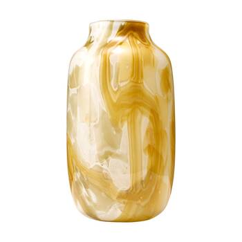 Ecology Elowen Curved Flower Vase Yellow/White Honeycomb Marble-Look 32cm