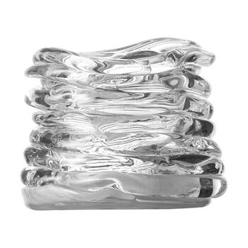 Ecology Curlicue Textured Raised Glass Candle Holder Clear 8cm