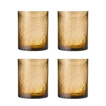 4pc Ecology Equinox Textured Tumbler Glass Set Sienna Warm Orange 370ml