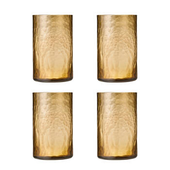 4pc Ecology Equinox Textured Highball/Hiball Glass Set Sienna Warm Orange 400ml