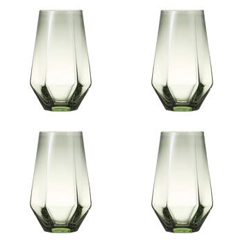 4pc Ecology Jemma Geometric Highball/Hiball Glass Set Willow Smokey Green 480ml